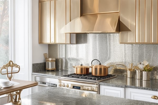 Metallic Accents for kitchen accent wall