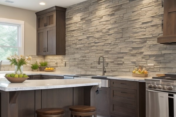 Stone Backdrop for kitchen accent wall