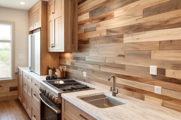 Wood Plank Wall for kitchen accent wall